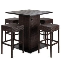 Best Choice Products 5-Piece Patio Wicker Bar Set W/ Built-In Bottle Opener, Hidden Storage Shelf, 4 Stools -Best Choice Products GUEST bc168697 eb80 4bc3 85ab 999fbca4e169