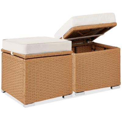 Best Choice Products Set Of 2 Wicker Ottomans, Multipurpose Furniture W/ Removable Cushions, Steel Frame 12 Best Choice Products Set Of 2 Wicker Ottomans, Multipurpose Furniture W/ Removable Cushions, Steel Frame - Image 12