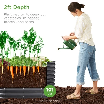 Best Choice Products 4x2x2ft Outdoor Raised Metal Oval Garden Bed, Planter Box For Vegetables, Flowers - Charcoal 1 Best Choice Products 4x2x2ft Outdoor Raised Metal Oval Garden Bed, Planter Box For Vegetables, Flowers - Charcoal