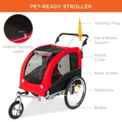 Best Choice Products 2-in-1 Dog Bike Trailer, Pet Stroller Bicycle Carrier W/ Hitch, Brakes, Visibility Flag, Reflector -Best Choice Products GUEST be4c819d d544 4714 aec0 58fcd5cb5570