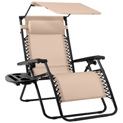 Best Choice Products Folding Zero Gravity Recliner Patio Lounge Chair W/ Canopy Shade, Headrest, Tray 16 Best Choice Products Folding Zero Gravity Recliner Patio Lounge Chair W/ Canopy Shade, Headrest, Tray - Image 16