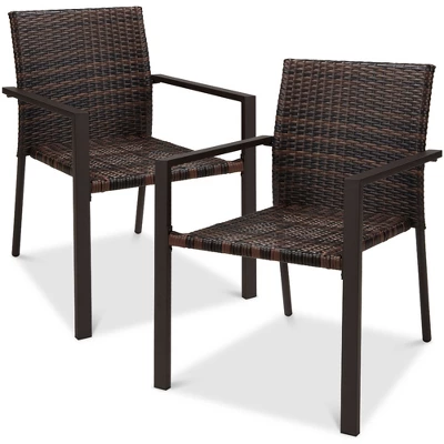 Best Choice Products Set Of 2 Stackable Wicker Chairs W/ Armrests, Steel Conversation Accent Furniture For Patio 8 Best Choice Products Set Of 2 Stackable Wicker Chairs W/ Armrests, Steel Conversation Accent Furniture For Patio - Image 8