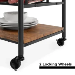 Best Choice Products 45in Industrial Wood Shelf Bar & Wine Storage Service Cart W/ Bottle & Glass Racks, Locking Wheels -Best Choice Products GUEST ca3d5c47 ebb4 4e82 a77c 9ed783d712aa