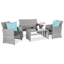 Best Choice Products 4-Piece Outdoor Wicker Patio Conversation Furniture Set W/ Coffee Table, Cushions -Best Choice Products GUEST cb09e8b5 b8f3 4ed0 9894 ed820a50477f