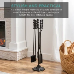 Best Choice Products 5-Piece Fireplace And Firepit Iron Tool Set W/ Tongs, Poker, Broom, Shovel, Stand -Best Choice Products GUEST d08ab19c e9b7 4f0e 849c b8e89775f46a