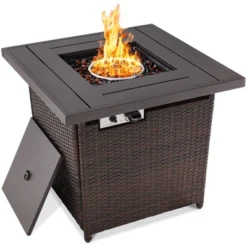 Best Choice Products 28in Propane Gas Fire Pit Table 50,000 BTU Outdoor Wicker W/ Glass Beads, Tank Holder -Best Choice Products GUEST d1288f16 d390 4fd0 9fa6 d1a45cc0816c