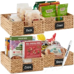 Best Choice Products Set Of 4 16x12in Woven Water Hyacinth Pantry Baskets W/ Chalkboard Label, Chalk Marker -Best Choice Products GUEST d1745a0a 6de3 4666 bc84 749cfd084a53