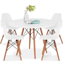 Best Choice Products 5-Piece Compact Mid-Century Modern Dining Set W/ 4 Chairs, Wooden Legs, Plastic Seats -Best Choice Products GUEST d28bd91e 5f2b 4e51 8501 7774624b9a6c
