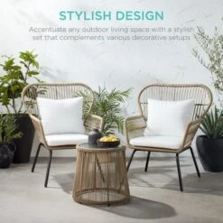 Best Choice Products 3-Piece Patio Conversation Bistro Set, Outdoor Wicker W/ 2 Chairs, Cushions, Side Table -Best Choice Products GUEST d3d022f3 0d6c 415c 99ad e51e5e0bbfca