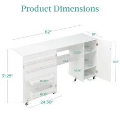 Best Choice Products Large Portable Multipurpose Folding Sewing Table W/ Magnetic Doors, Craft Storage & Bins - White -Best Choice Products GUEST d3d50011 3c77 469a bf85 875ce1aaf564