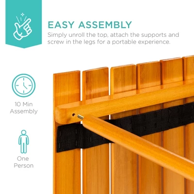 Best Choice Products 28x28in Foldable Indoor Outdoor Portable Wooden Table For Picnics, Camping, Beach W/ Carrying Case 5 Best Choice Products 28x28in Foldable Indoor Outdoor Portable Wooden Table For Picnics, Camping, Beach W/ Carrying Case - Image 5