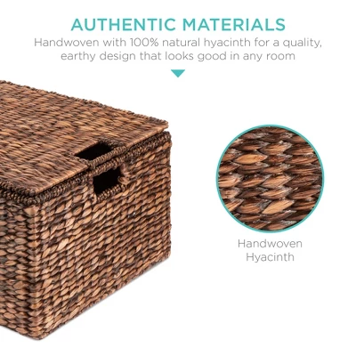 Best Choice Products Set Of 3 Large Multipurpose Hyacinth Storage Baskets W/ Insert Handles, Lid - 21", 20", 18" 3 Best Choice Products Set Of 3 Large Multipurpose Hyacinth Storage Baskets W/ Insert Handles, Lid - 21", 20", 18" - Image 3