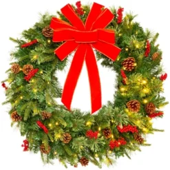 Best Choice Products Pre-Lit Battery Powered Christmas Wreath Decoration W/ PVC Tips, Ribbons -Best Choice Products GUEST dc512a6e d3f4 4eb1 9c28 186e5f336a0f