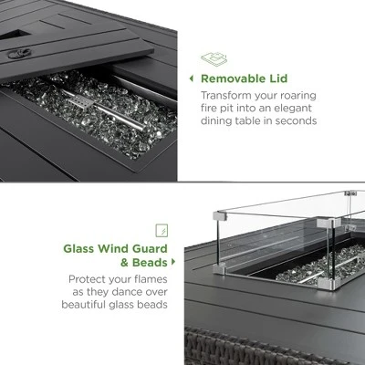 Best Choice Products 52in Wicker Propane Gas Fire Pit Table 50,000 BTU W/ Glass Wind Guard, Tank Holder, Cover 4 Best Choice Products 52in Wicker Propane Gas Fire Pit Table 50,000 BTU W/ Glass Wind Guard, Tank Holder, Cover - Image 4