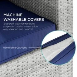 Best Choice Products 2-Person Outdoor Patio Loveseat Wicker Sofa Couch Furniture Set W/ 2 Accent Pillows - Gray/Navy -Best Choice Products GUEST dd3b8b00 9ebe 4f02 b3cf 406ca31220a5