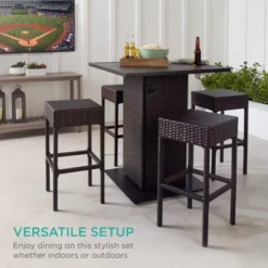 Best Choice Products 5-Piece Patio Wicker Bar Set W/ Built-In Bottle Opener, Hidden Storage Shelf, 4 Stools -Best Choice Products GUEST dd499ea2 630c 4923 a217 69a25be6977b