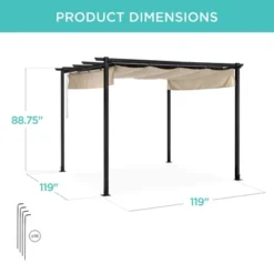 Best Choice Products 10x10ft Weather-Resistant Pergola, Patio Shelter W/ Retractable Sun Shade Canopy, Steel Frame -Best Choice Products GUEST ddb0e63e 2f23 4ca4 8c40 2a6f19d7956e