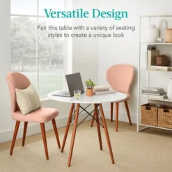 Best Choice Products 35.5in Round Compact Mid-Century Modern Dining Table W/ Beech Wood Legs, Metal Frame -Best Choice Products GUEST e148654a e289 49e8 9f5d c342aadc6eb4