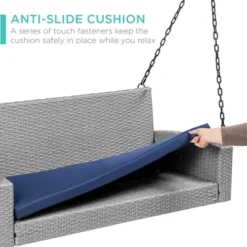 Best Choice Products Woven Wicker Hanging Porch Swing Bench For Patio, Deck W/ Mounting Chains, Seat Cushion 11 Best Choice Products Woven Wicker Hanging Porch Swing Bench For Patio, Deck W/ Mounting Chains, Seat Cushion -Best Choice Products GUEST e15581ef 6366 444f 8668 865e851d3fed