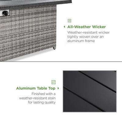 Best Choice Products 52in Wicker Propane Gas Fire Pit Table 50,000 BTU W/ Glass Wind Guard, Tank Holder, Cover 2 Best Choice Products 52in Wicker Propane Gas Fire Pit Table 50,000 BTU W/ Glass Wind Guard, Tank Holder, Cover - Image 2