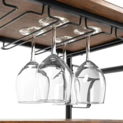 Best Choice Products 45in Industrial Wood Shelf Bar & Wine Storage Service Cart W/ Bottle & Glass Racks, Locking Wheels -Best Choice Products GUEST e402f752 3f9c 493f 9291 b08c4ed94934