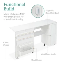 Best Choice Products Large Portable Multipurpose Folding Sewing Table W/ Magnetic Doors, Craft Storage & Bins - White -Best Choice Products GUEST e604f15e 070a 475a a5c7 b7b7dbd55989
