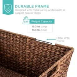 Best Choice Products Set Of 2 XL Water Hyacinth Woven Tapered Storage Basket Chests W/ Attached Lid, Handle Hole -Best Choice Products GUEST e70c1463 8496 4f33 b62f 3c6ccba4ca59
