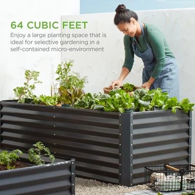 Best Choice Products 8x4x2ft Outdoor Metal Raised Garden Bed, Planter Box For Vegetables, Flowers, Herbs 5 Best Choice Products 8x4x2ft Outdoor Metal Raised Garden Bed, Planter Box For Vegetables, Flowers, Herbs - Image 5