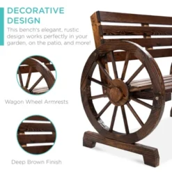 Best Choice Products 2-Person Wooden Wagon Wheel Bench For Patio, Garden, Outdoor Lounging W/ Rustic Design - Brown -Best Choice Products GUEST e7eeed5c 4ed5 48a1 8a0e 9d39a2bc9953