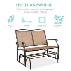 Best Choice Products 2-Person Outdoor Swing Glider, Patio Loveseat, Steel Bench Rocker For Porch W/ Armrests -Best Choice Products GUEST e8419122 1403 48c4 b665 cd6722d357fd