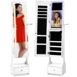 Best Choice Products Full Length LED Mirrored Jewelry Storage Organizer Cabinet W/ Interior & Exterior Lights -Best Choice Products GUEST e8e713bd ee90 4f03 b55b 83b1a17510af