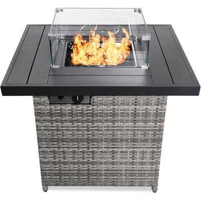 Best Choice Products 32in Fire Pit Table 50,000 BTU Outdoor Wicker Patio W/ Wind Guard, Glass Beads, Cover 7 Best Choice Products 32in Fire Pit Table 50,000 BTU Outdoor Wicker Patio W/ Wind Guard, Glass Beads, Cover - Image 7