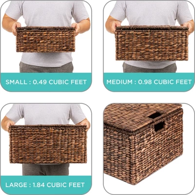 Best Choice Products Set Of 3 Large Multipurpose Hyacinth Storage Baskets W/ Insert Handles, Lid - 21", 20", 18" 5 Best Choice Products Set Of 3 Large Multipurpose Hyacinth Storage Baskets W/ Insert Handles, Lid - 21", 20", 18" - Image 5