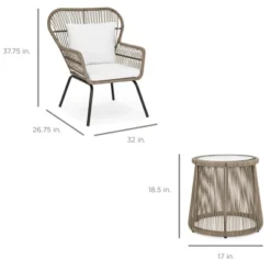 Best Choice Products 3-Piece Patio Conversation Bistro Set, Outdoor Wicker W/ 2 Chairs, Cushions, Side Table -Best Choice Products GUEST ee666483 92b2 4a48 a652 5db28a9d7d43