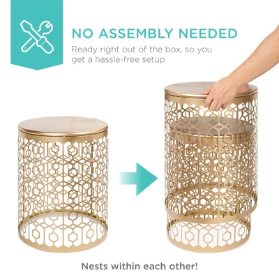 Best Choice Products Set Of 2 Decorative Nesting Round Patterned Accent Side Coffee End Table Nightstands 5 Best Choice Products Set Of 2 Decorative Nesting Round Patterned Accent Side Coffee End Table Nightstands - Image 5