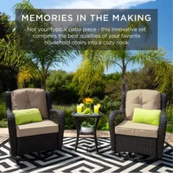 Best Choice Products 3-Piece Patio Wicker Bistro Furniture Set W/ 2 Cushioned Swivel Rocking Chairs, Side Table -Best Choice Products GUEST eff9c5f1 b7da 4de2 a5a9 cfbc9b6bf3fa
