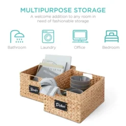 Best Choice Products Set Of 2 16in Woven Water Hyacinth Pantry Baskets W/ Chalkboard Label, Chalk Marker -Best Choice Products GUEST f17dd082 60ba 4655 8c02 aab2436b17d9