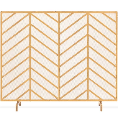 Best Choice Products 52x31in 3-Panel Iron Chevron Fireplace Screen, Spark Guard W/ Handles 7 Best Choice Products 52x31in 3-Panel Iron Chevron Fireplace Screen, Spark Guard W/ Handles - Image 7