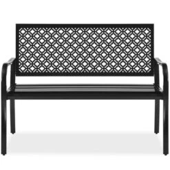Best Choice Products Indoor Outdoor Steel Garden Bench W/ Geometric Backrest, Foot Levelers -Best Choice Products GUEST f98adf94 1cc8 4172 91cf 4a03d35006ec