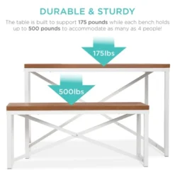 Best Choice Products 45.5in 3-Piece Bench Style Dining Furniture Set, 4-Person Dinette W/ 2 Benches, Table -Best Choice Products GUEST f98f57c4 dae6 4d78 a699 977836d5e084