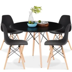 Best Choice Products 5-Piece Compact Mid-Century Modern Dining Set W/ 4 Chairs, Wooden Legs, Plastic Seats -Best Choice Products GUEST fa24e87e b31c 48c2 85d5 7fd4d6ac98f5