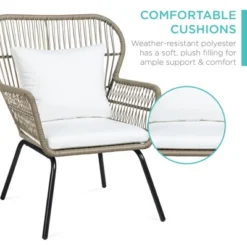 Best Choice Products 3-Piece Patio Conversation Bistro Set, Outdoor Wicker W/ 2 Chairs, Cushions, Side Table -Best Choice Products GUEST fc40fb08 cd20 4e6a 825b a79df3d460c2