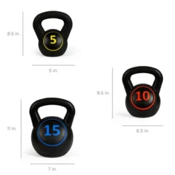Best Choice Products 3-Piece Kettlebell Set With Storage Rack, Exercise Fitness Concrete Weights 5lb, 10lb, 15lb -Best Choice Products GUEST fcbe2a29 e7c0 4b8d 8565 b83412067580