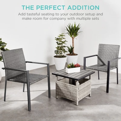 Best Choice Products Set Of 2 Stackable Wicker Chairs W/ Armrests, Steel Conversation Accent Furniture For Patio 4 Best Choice Products Set Of 2 Stackable Wicker Chairs W/ Armrests, Steel Conversation Accent Furniture For Patio - Image 4