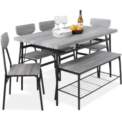 Best Choice Products 6-Piece 55in Modern Home Dining Set W/ Storage Racks, Rectangular Table, Bench, 4 Chairs 15 Best Choice Products 6-Piece 55in Modern Home Dining Set W/ Storage Racks, Rectangular Table, Bench, 4 Chairs -Best Choice Products GUEST ff733a57 b897 4c71 9a2a 07cfa76a9dde