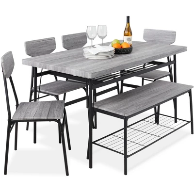 Best Choice Products 6-Piece 55in Modern Home Dining Set W/ Storage Racks, Rectangular Table, Bench, 4 Chairs 8 Best Choice Products 6-Piece 55in Modern Home Dining Set W/ Storage Racks, Rectangular Table, Bench, 4 Chairs - Image 8